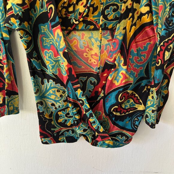 Marciano Wool Blend Top Womens Small Open Back Faux Wrap Tie Neck Art to Wear - Picture 3 of 5